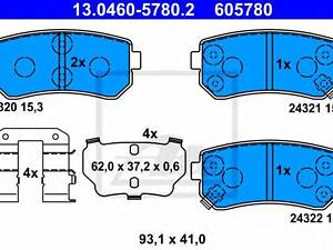 Колодки гальмівні дискові, комплект ATE 13046057802 на HYUNDAI NF V (NF)