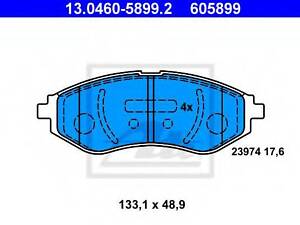 Колодки тормозные дисковые, комплект ATE 13046058992 CHEVROLET LOVA седан (T250, T255)