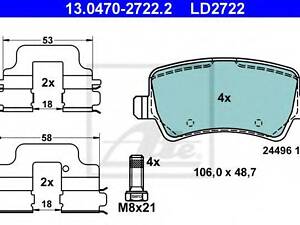 Колодки тормозные дисковые, комплект ATE 13047027222 на FORD GALAXY (WA6)