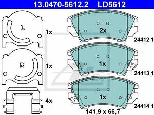 Колодки гальмівні дискові, комплект ATE 13047056122 на SAAB 9-5 (YS3G)