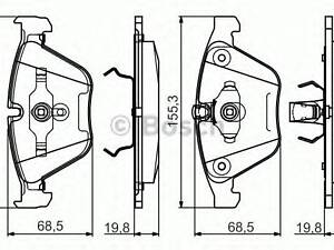 Колодки тормозные дисковые, комплект BOSCH 0986495082 на BMW 5 седан (E60)