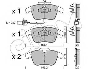 Колодки гальмівні дискові, комплект CIFAM 8226752 на AUDI Q5 (8R)