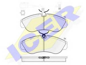 Колодки тормозные дисковые, комплект ICER 141054203 на PEUGEOT BOXER автобус (230P)