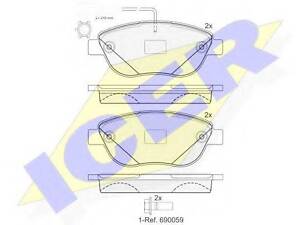 Колодки гальмівні дискові, комплект ICER 181440203 на ABARTH 500C (312)