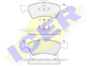 Колодки тормозные дисковые, комплект ICER 181544 CHRYSLER GRAND VOYAGER IV (RG, RS)