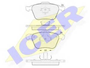 Колодки тормозные дисковые, комплект ICER 181551 на VOLVO XC90 I универсал.