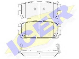 Колодки гальмівні дискові, комплект ICER 181615 на HYUNDAI TERRACAN (HP)