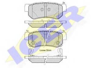 Колодки гальмівні дискові, комплект ICER 181645 на HYUNDAI SANTA FÉ I (SM)