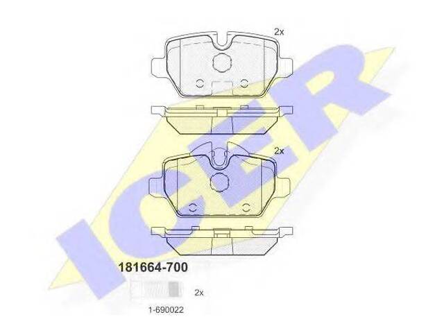 Колодки гальмівні дискові, комплект ICER 181664700 на BMW 3 Touring (E91)