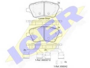 Колодки тормозные дисковые, комплект ICER 182108 на FORD B-MAX (JK)