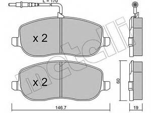 Колодки гальмівні дискові, комплект METELLI 2205300 на CITROËN C8 (EA_, EB_)