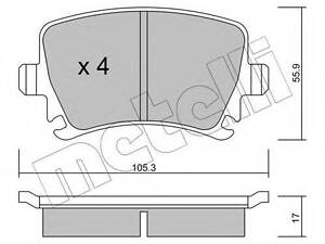 Колодки тормозные дисковые, комплект METELLI 2205530 на VW CADDY III фургон (2KA, 2KH, 2CA, 2CH)