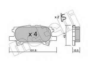 Колодки тормозные дисковые, комплект METELLI 2206190 LEXUS RX (MHU3_, GSU3_, MCU3_)