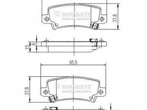 Колодки гальмівні дискові, комплект NIPPARTS J3612025 на TOYOTA RUNX (ZZE12_, NDE12_, ZDE12_)