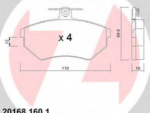 Колодки гальмівні дискові, комплект ZIMMERMANN 201681601 на VW GOLF Mk II (19E, 1G1)