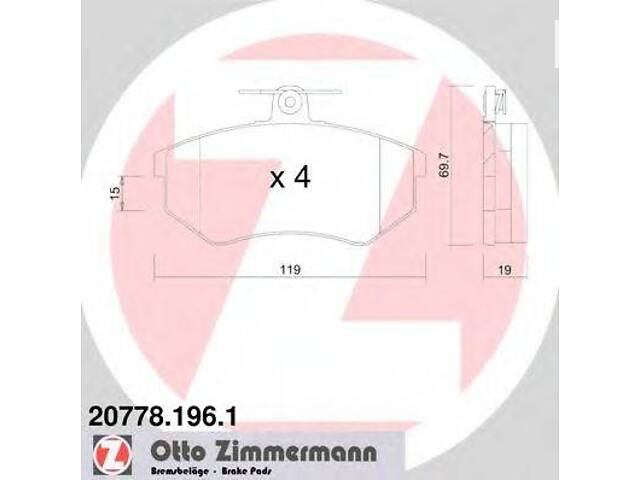 Колодки тормозные дисковые, комплект ZIMMERMANN 207781961 на AUDI 4000 (89, 89Q, 8A, B3)