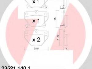 Колодки тормозные дисковые, комплект ZIMMERMANN 235211401 на TOYOTA VITZ (SCP1_, NLP1_, NCP1_)