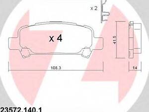 Колодки гальмівні дискові, комплект ZIMMERMANN 235721401 на SUBARU LEGACY Mk II (BD, BG)