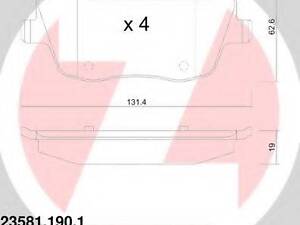 Колодки гальмівні дискові, комплект ZIMMERMANN 235811901 на SEAT IBIZA V (6J5, 6P5)