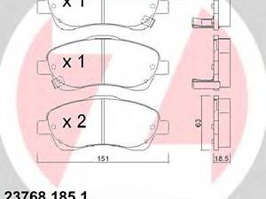 Колодки гальмівні дискові, комплект ZIMMERMANN 237681851 на TOYOTA AVENSIS Combi (T25)