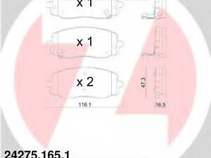 Колодки гальмівні дискові, комплект ZIMMERMANN 242751651 на HYUNDAI i20 (PB, PBT)