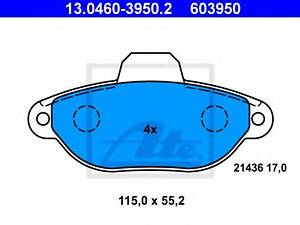 Колодки гальмівні дискові ATE 13046039502 на FIAT PANDA (169)