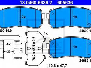 Колодки гальмівні дискові ATE 13046056362 на HYUNDAI H-1 / GRAND STAREX автобус (TQ)