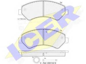 Колодки гальмівні дискові ICER 141836 на FIAT DUCATO фургон (250, 290)