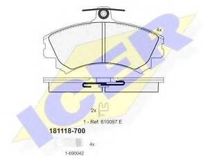 Колодки гальмівні дискові ICER 181118700 на MITSUBISHI CARISMA (DA_)