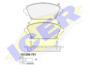 Колодки гальмівні дискові ICER 181286701 на HONDA ACCORD Mk VII (CG, CK)