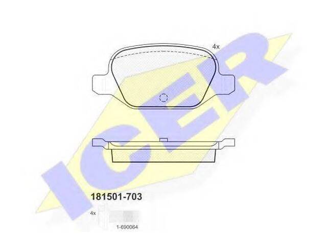 Колодки гальмівні дискові ICER 181501703 на ABARTH 500 (312)