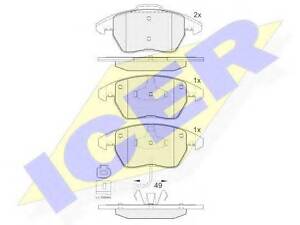 Колодки гальмівні дискові ICER 181567 на VW PASSAT (362)