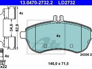 колодки тормозные дисковые керамические, к-кт ATE 13047027322 MERCEDES-BENZ C-CLASS T-Model (S204)