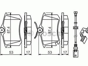 Колодки гальмівні дискові (комплект 4 шт) BOSCH 0986494598 на VW LUPO (6X1, 6E1)