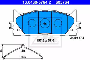 Колодки гальмівні дискові передні, Lexus ES; Toyota Avalon, Camry 05-