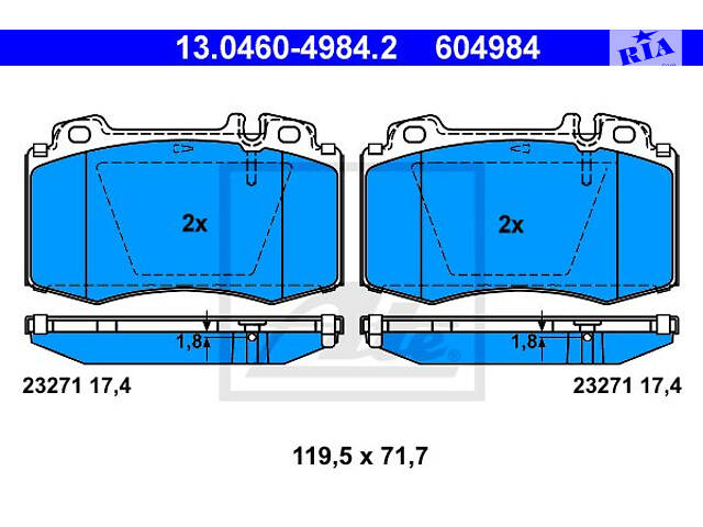 Колодки тормозные дисковые передние, M(W163), S(W220, W221) 98-13