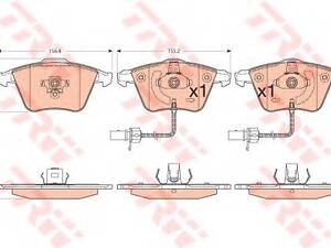 Тормозные колодки дисковые TRW GDB1554 на AUDI A4 (8E2, B6)