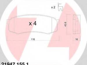 Колодки тормозные (без датчика) ZIMMERMANN 219471551 на TOYOTA LAND CRUISER PRADO (KDJ15_, GRJ15_)