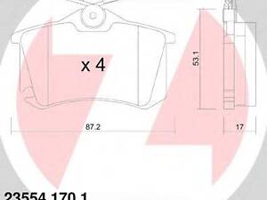 Колодки тормозные (без датчика) ZIMMERMANN 235541701 на CITROËN C4 II (B7)