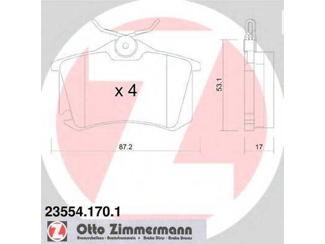 Колодки тормозные (без датчика) ZIMMERMANN 235541701 на CITROËN C4 II (B7)