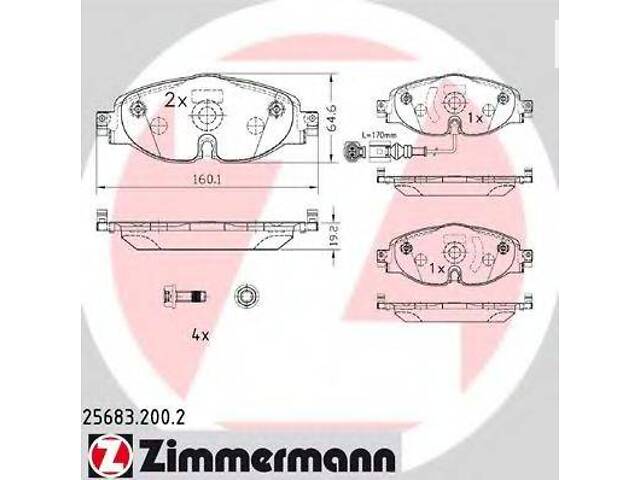 Колодки гальмівні (з датчиком) ZIMMERMANN 256832002 на AUDI A3 кабріо (8V7)