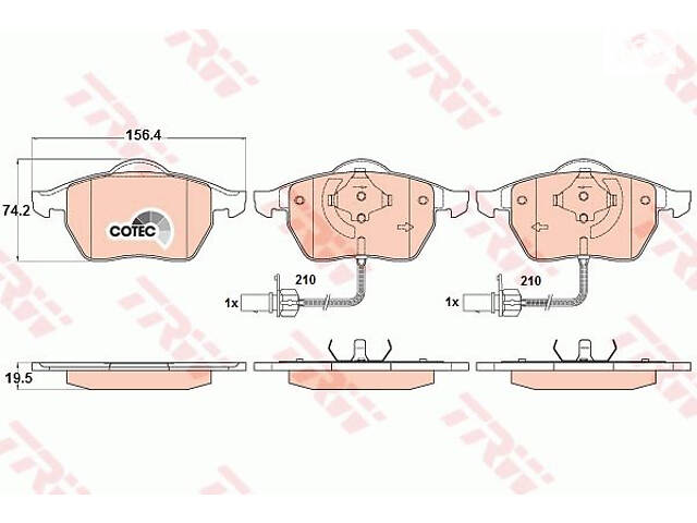 Колодки тормозные дисковые передние, AUDI A4, A6; SKODA Superb; VW Passat, 95-08