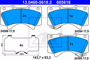 Колодки тормозные дисковые передние, LEXUS LX; TOYOTA Land Cruiser 200, Sequoia 00-