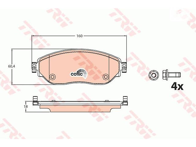 Колодки тормозные дисковые передние, RENAULT Trafic/Vivaro, 1.6dCi, 14-