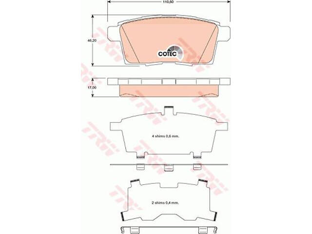 Колодки гальмівні задні дискові, MAZDA CX-7/CX-9, 2.2-3.7, 07-