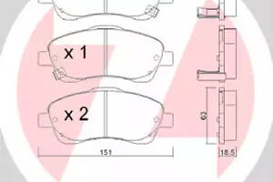 Колодки тормозные передние, TOYOTA Avensis, Corolla; 1.6-2.,4 03-09