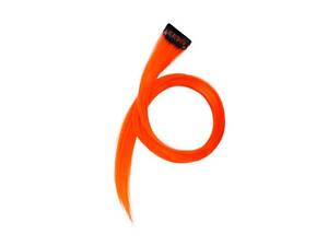 Цветная прядь волос на шпильках 60 см оранжевый Накладные волосы