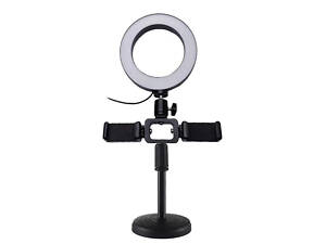 Кільцева лампа Primo LiveStream селфи-кільце 16 см на підставці з 2-ма тримачами смартфона