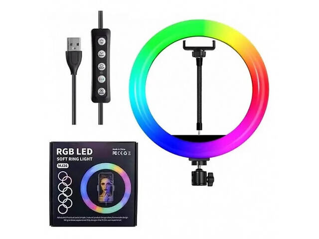 Кільцева світлодіодна лампа RGB для професійної зйомки Soft Ring Light 26см - Фото 2