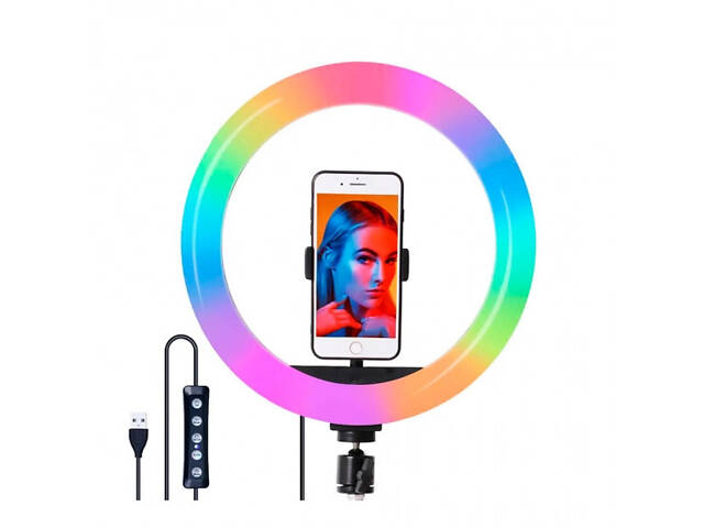 Кільцева світлодіодна лампа RGB для професійної зйомки Soft Ring Light 26см - Фото 3